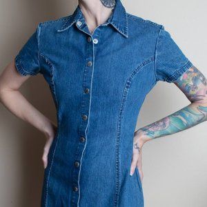 Vintage 90s Denim collared dress - size Sm